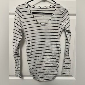 Isabel Maternity by Ingrid & Isabel Long Sleeve Tee - White w Black Stripes